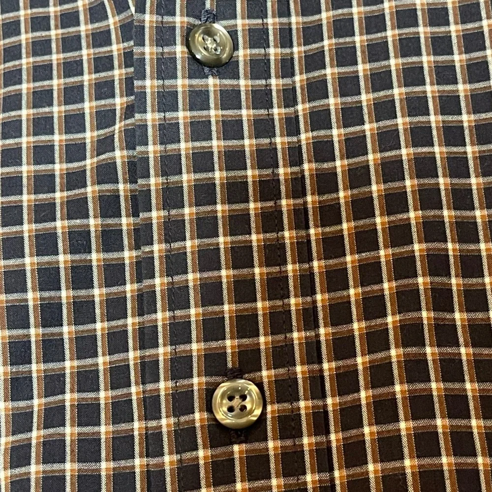 Brooks‎ Brothers 346 Mens Medium Grey Plaid Check Cotton Button Down Shirt